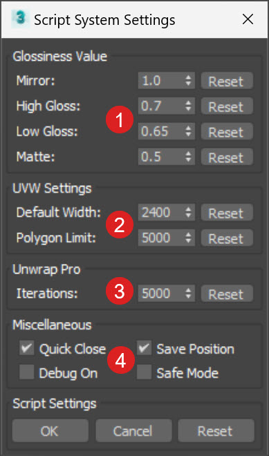 Script System Settings.